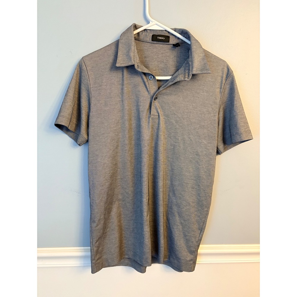 Theory Mens Bron B Atlas Pique Polo Shirt Grey Short Sleeve H1195501 Size S
